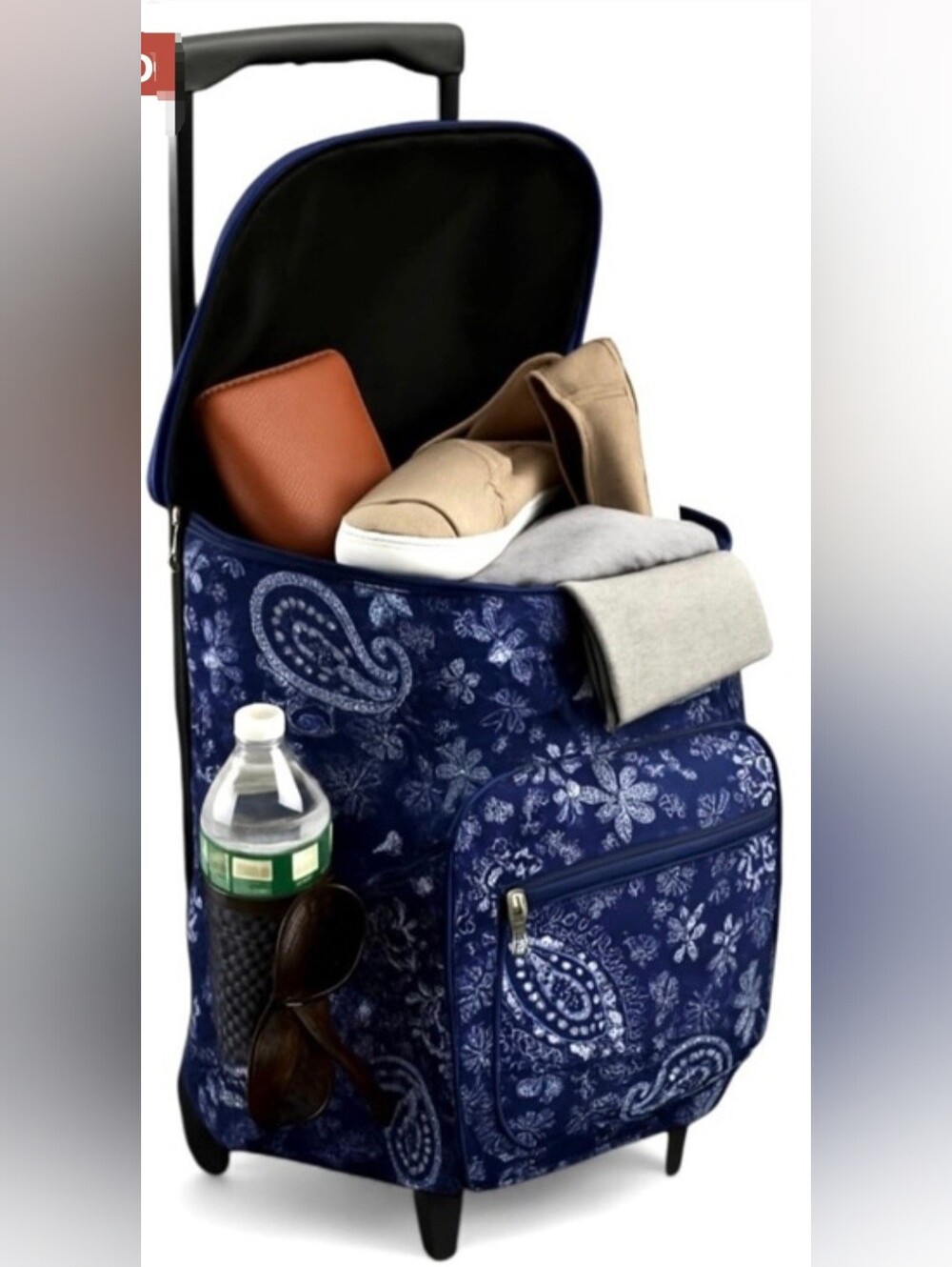 Paisley Shopping Trolley Carry-on Book Bag on Wheels Tote purple